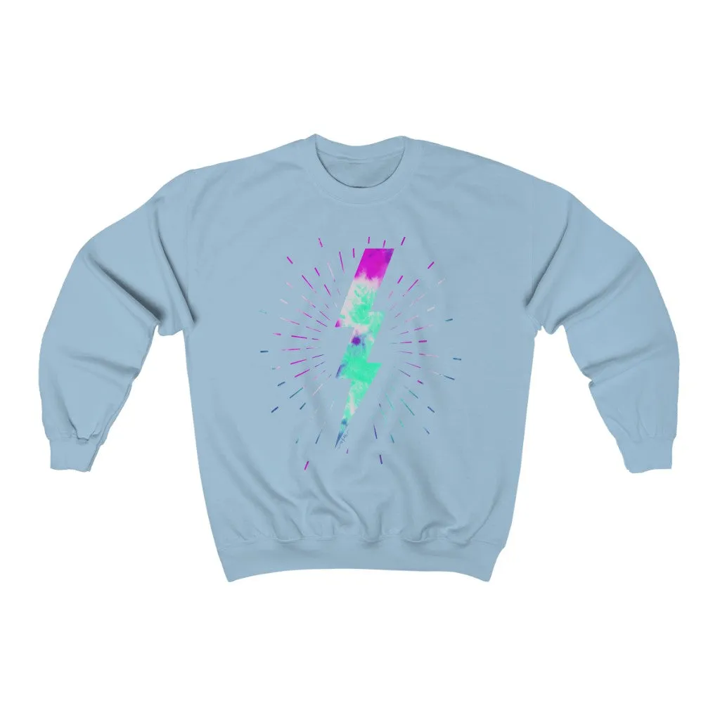 Tie Dye Lightning Bolt ASM Unisex Crewneck Sweatshirt sold by Always Stylish Mama