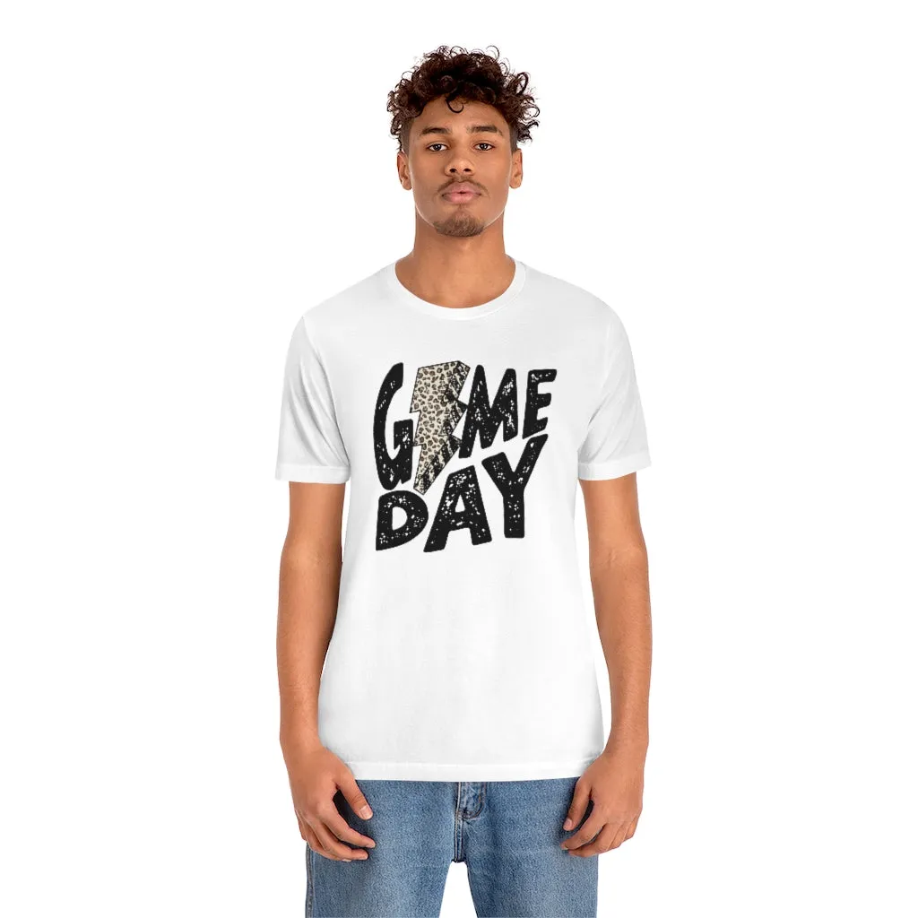 Game Day Leopard Bolt Unisex Short Sleeve Tee sold by Always Stylish Mama product image thumbnail 3