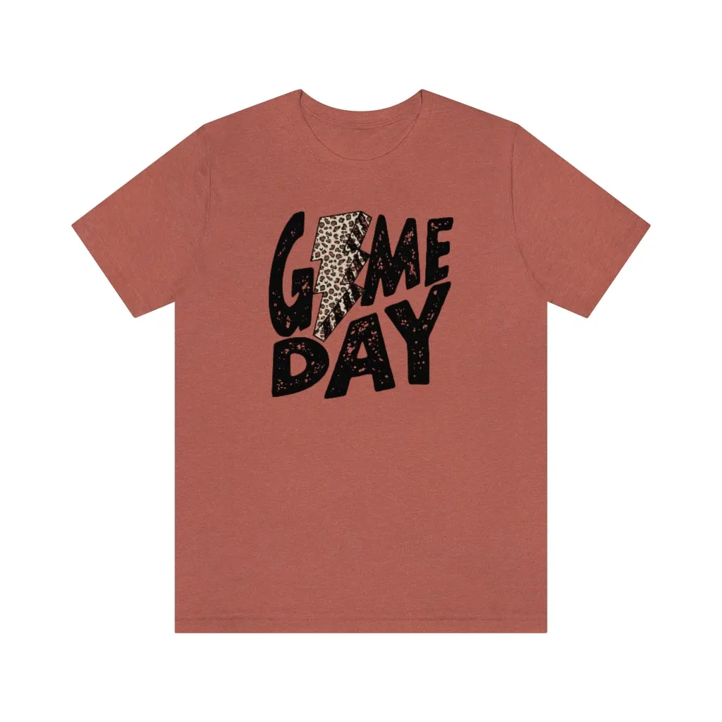 Game Day Leopard Bolt Unisex Short Sleeve Tee sold by Always Stylish Mama product image thumbnail 4
