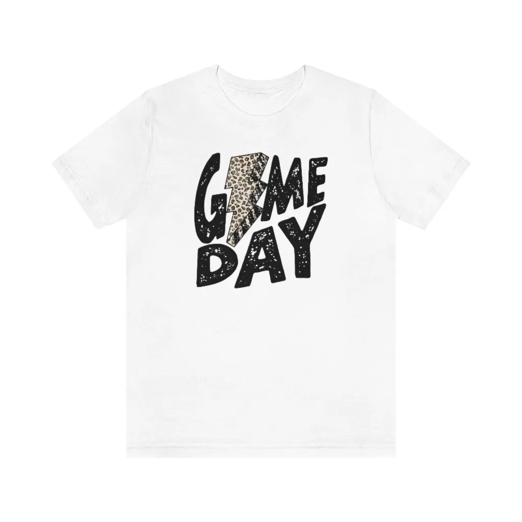 Game Day Leopard Bolt Unisex Short Sleeve Tee sold by Always Stylish Mama