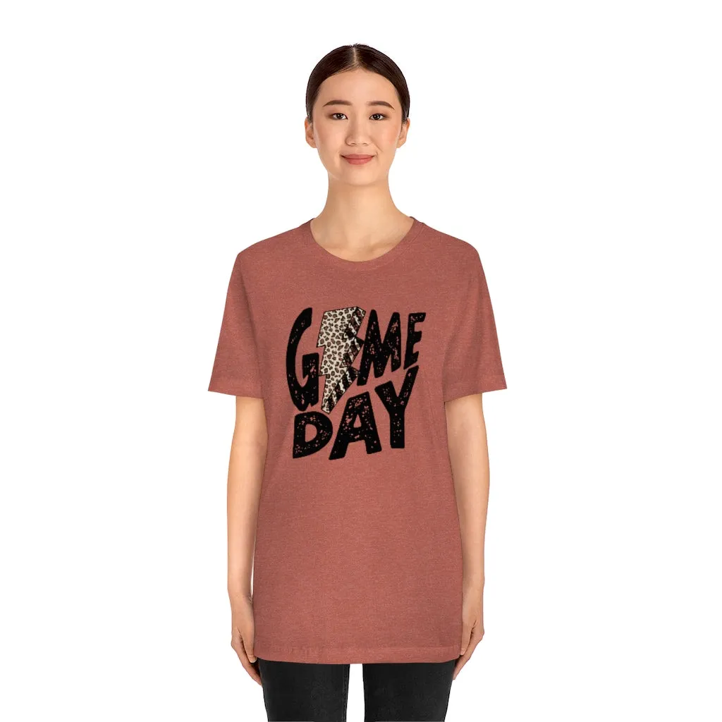 Game Day Leopard Bolt Unisex Short Sleeve Tee sold by Always Stylish Mama product image thumbnail 5