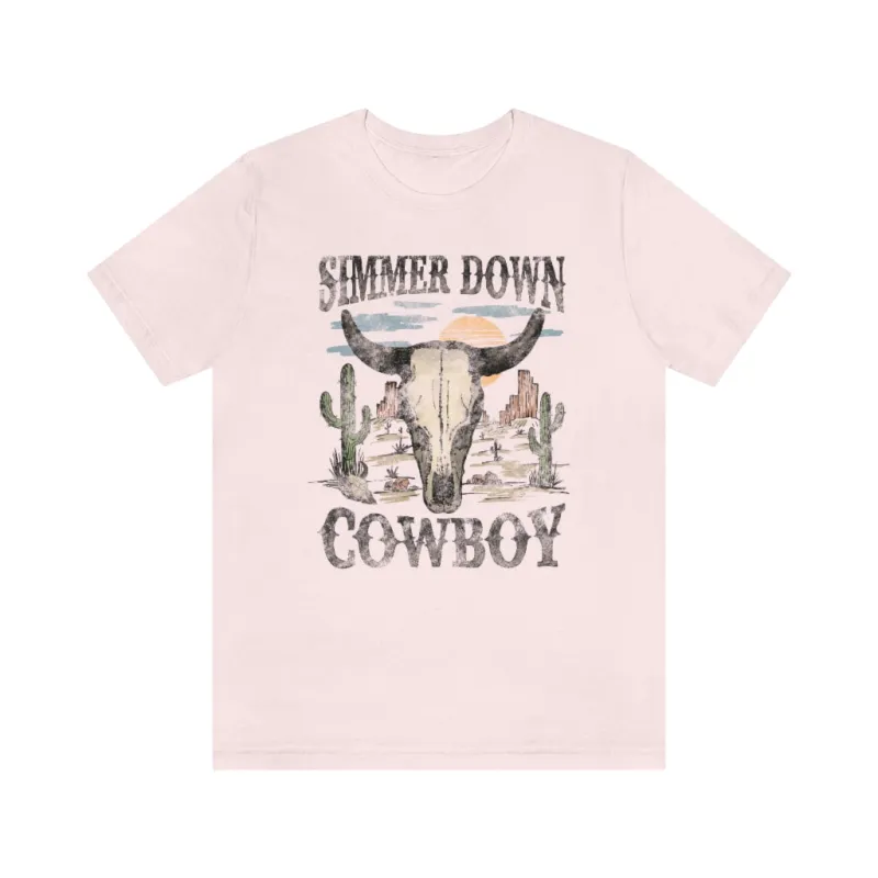 Simmer Down Cowboy Unisex Tee sold by Always Stylish Mama
