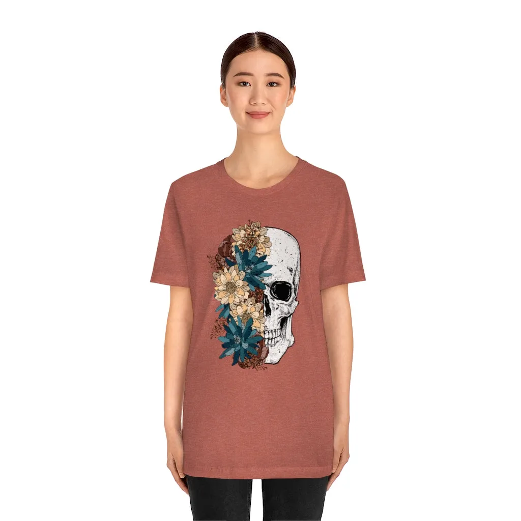 Fall Floral Skull Unisex Tee sold by Always Stylish Mama product image thumbnail 2