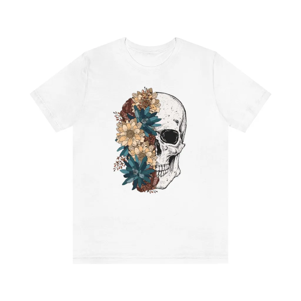 Fall Floral Skull Unisex Tee sold by Always Stylish Mama product image thumbnail 4