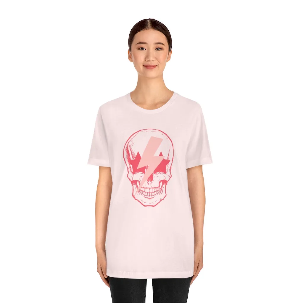 Pink Bolt Skull Unisex Tee sold by Always Stylish Mama product image thumbnail 2