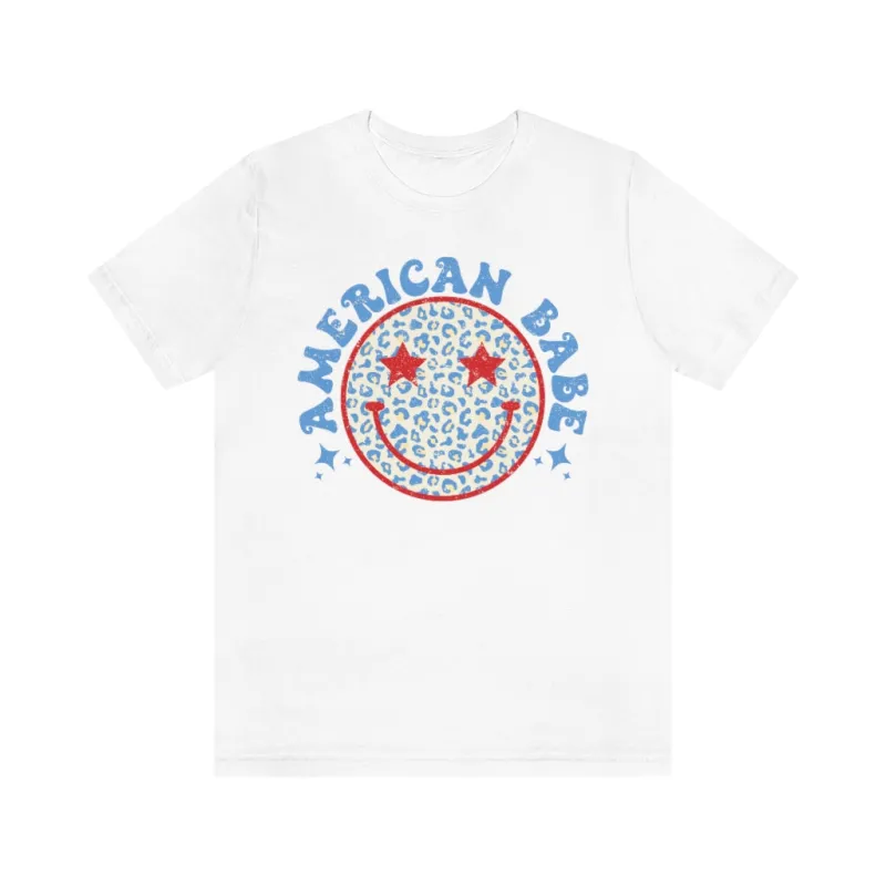 American Babe Leopard Smiley Face Unisex Tee sold by Always Stylish Mama