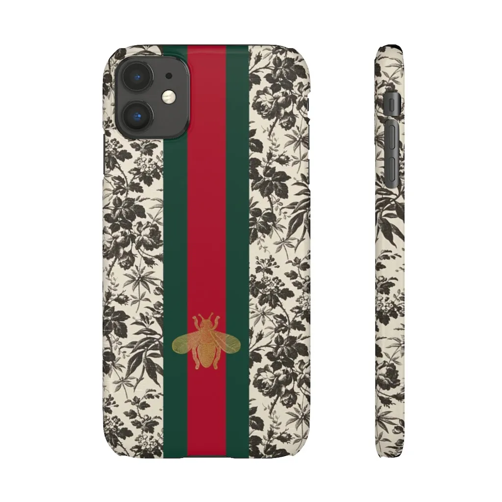 Bee Stripe Floral Wallpaper iPhone 12 & X Snap Case sold by Always Stylish Mama product image thumbnail 3