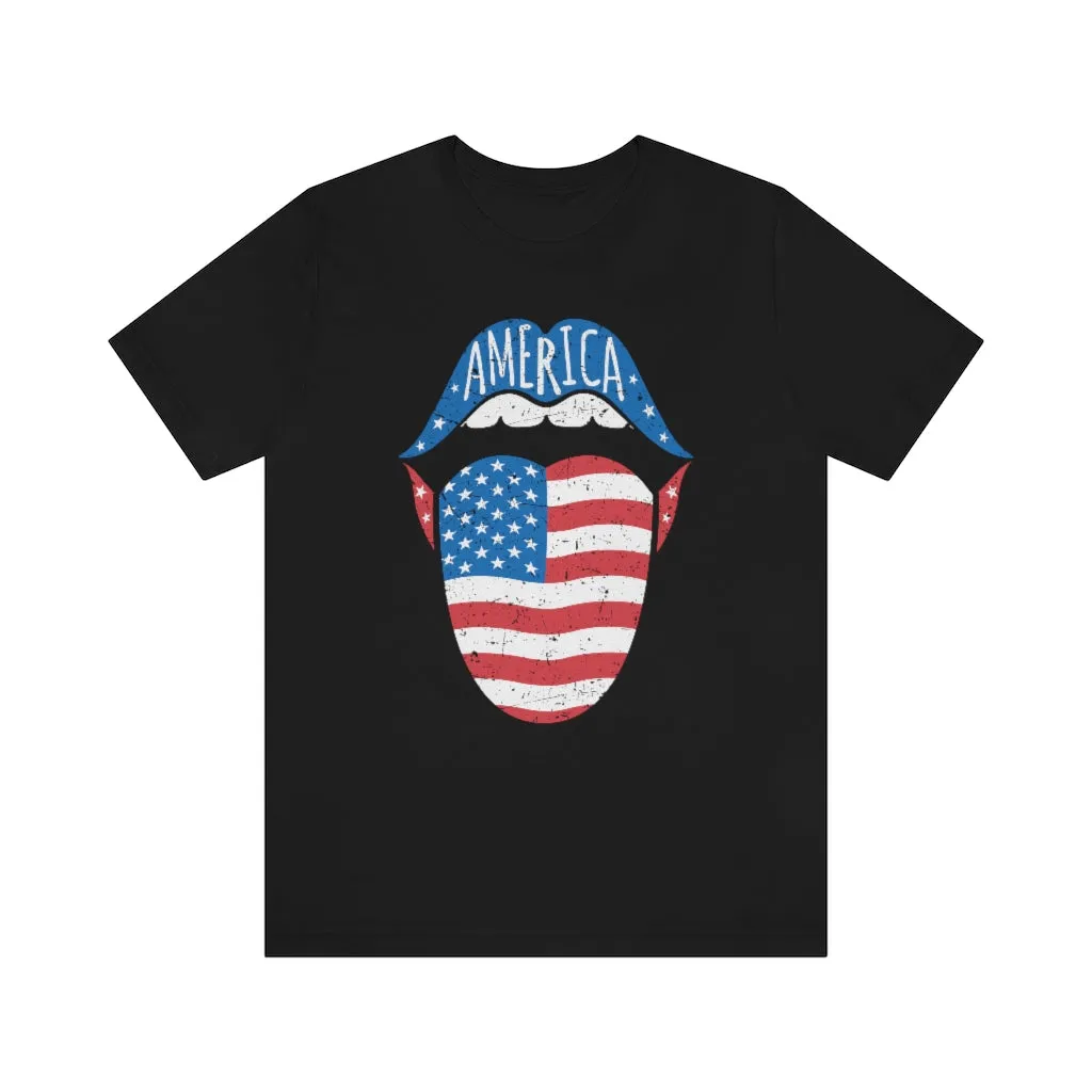 America Tongue Out Unisex Tee sold by Always Stylish Mama product image thumbnail 4