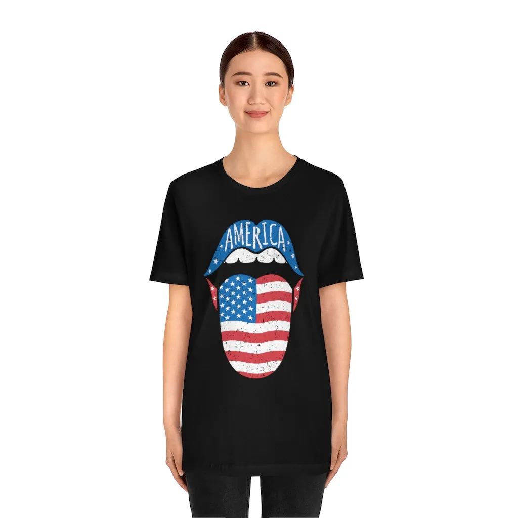 America Tongue Out Unisex Tee sold by Always Stylish Mama product image thumbnail 5