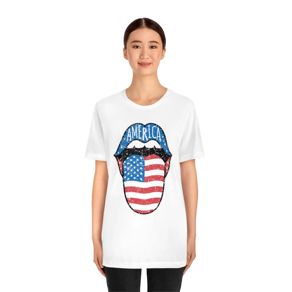 America Tongue Out Unisex Tee sold by Always Stylish Mama product image thumbnail 2