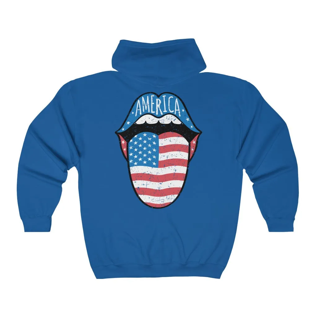 America Tongue Out Zip Up Hoodie sold by Always Stylish Mama product image thumbnail 4