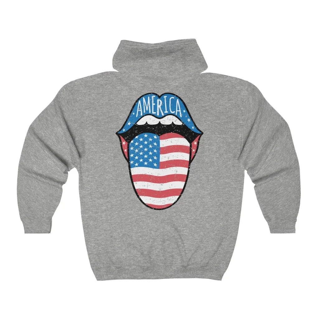 America Tongue Out Zip Up Hoodie sold by Always Stylish Mama product image thumbnail 3