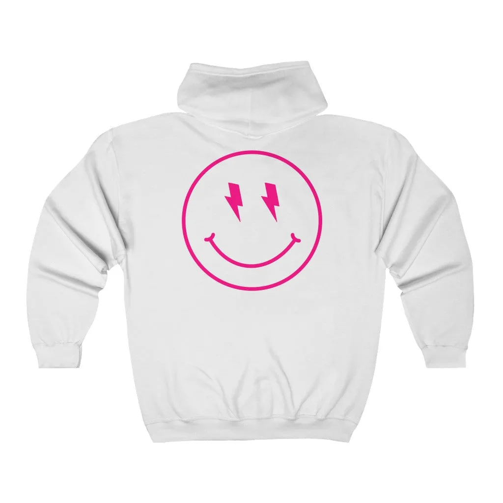 Bolt Eyes Smiley Face Zip Up Hoodie sold by Always Stylish Mama