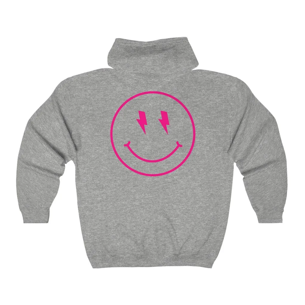 Bolt Eyes Smiley Face Zip Up Hoodie sold by Always Stylish Mama product image thumbnail 3