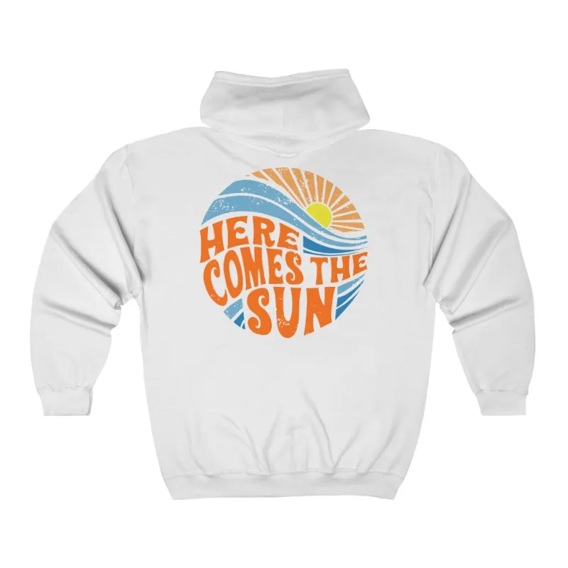 Here Comes The Sun Sunburst Zip Up Hoodie sold by Always Stylish Mama