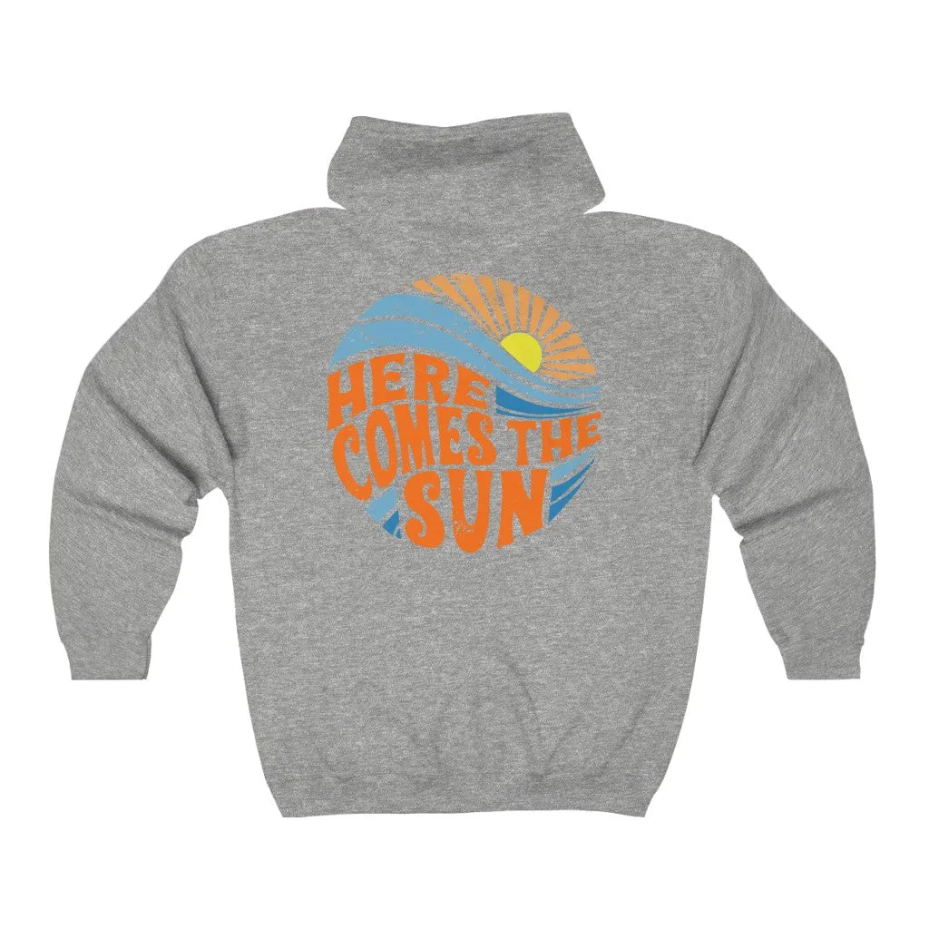Here Comes The Sun Sunburst Zip Up Hoodie sold by Always Stylish Mama product image thumbnail 3