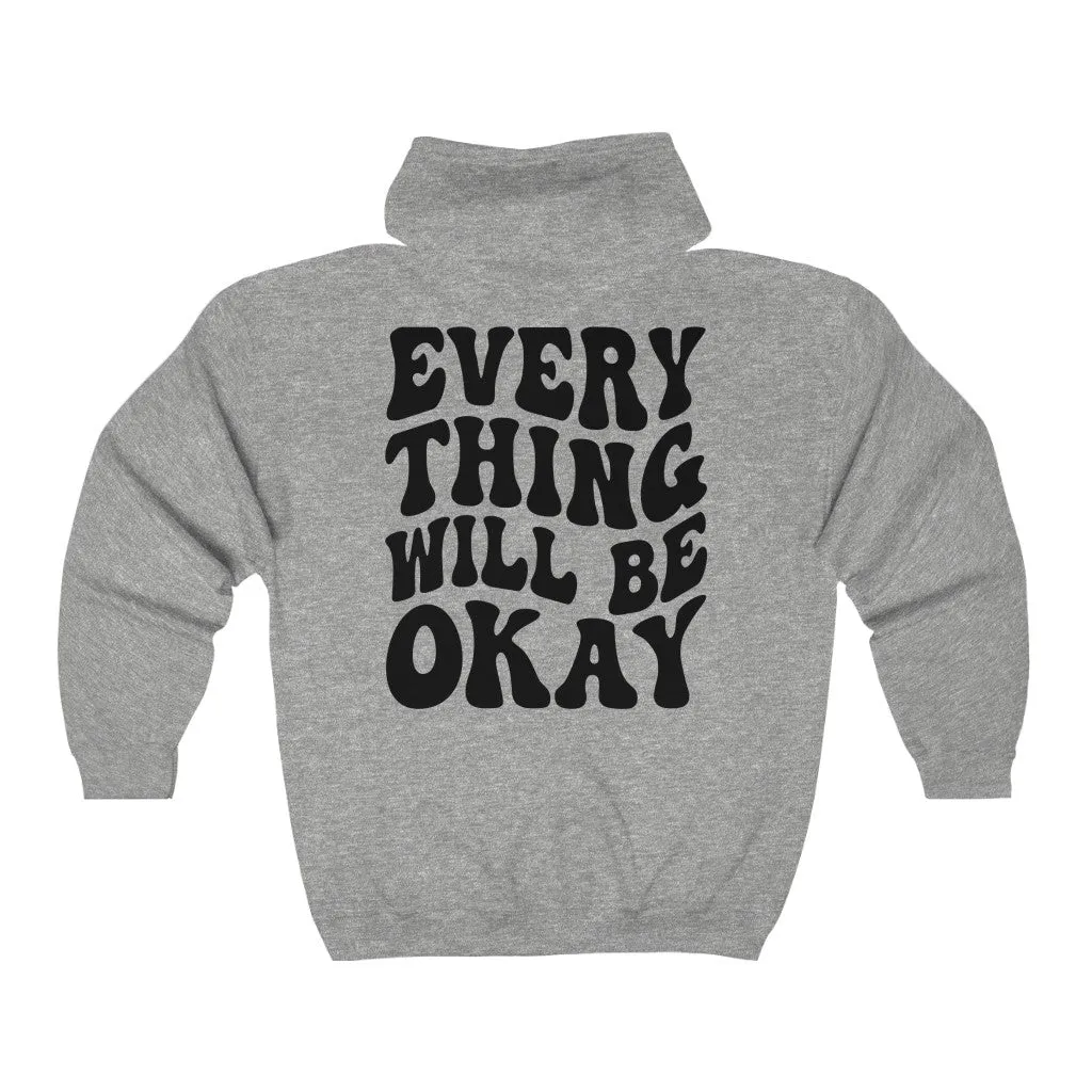Everything Will Be Okay Zip Up Hoodie sold by Always Stylish Mama product image thumbnail 3