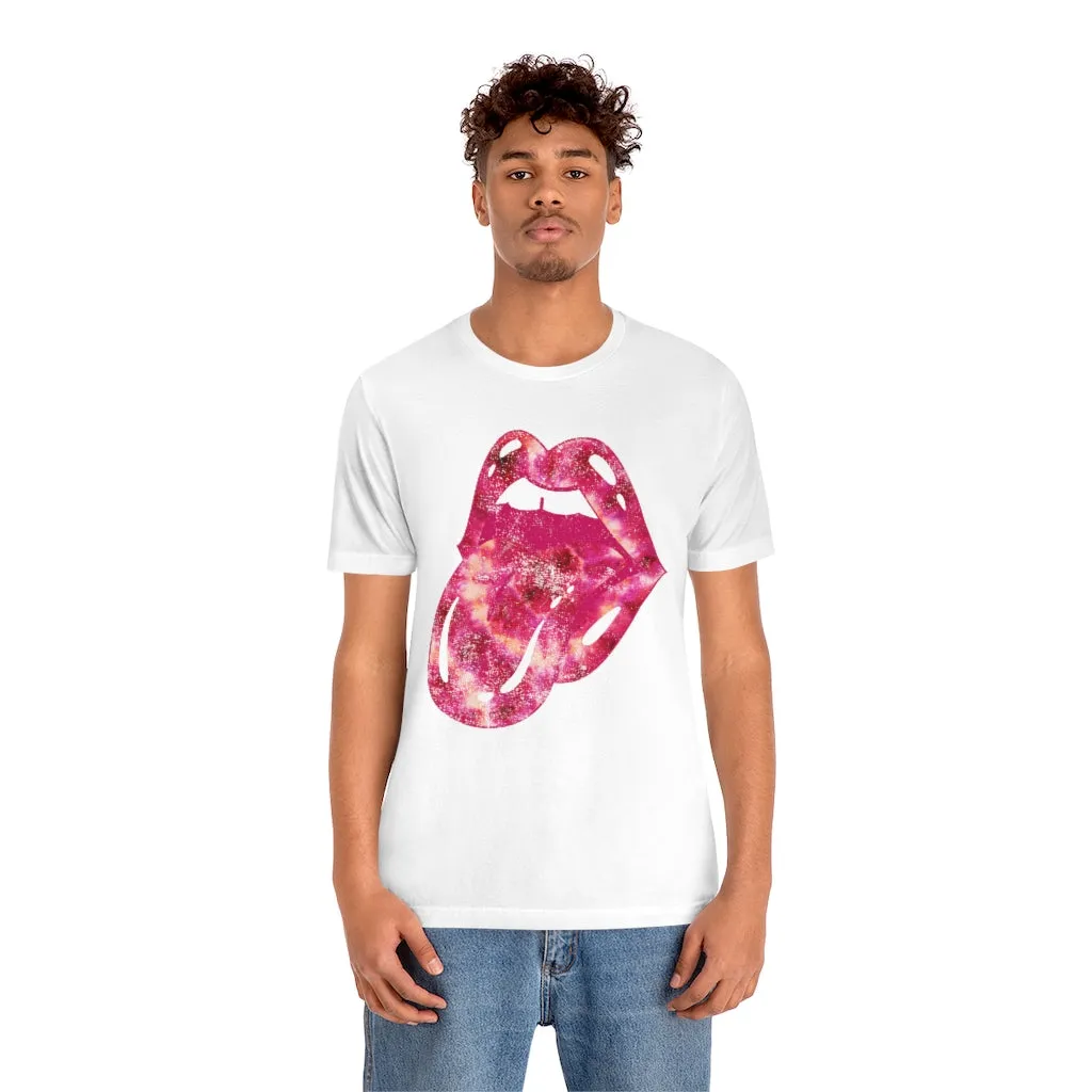 Tie Dye Lips Tongue Out Pinks Distressed Unisex Tee sold by Always Stylish Mama product image thumbnail 3