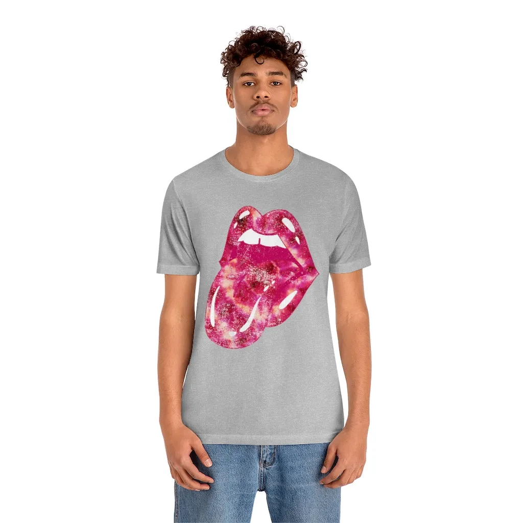 Tie Dye Lips Tongue Out Pinks Distressed Unisex Tee sold by Always Stylish Mama product image thumbnail 5