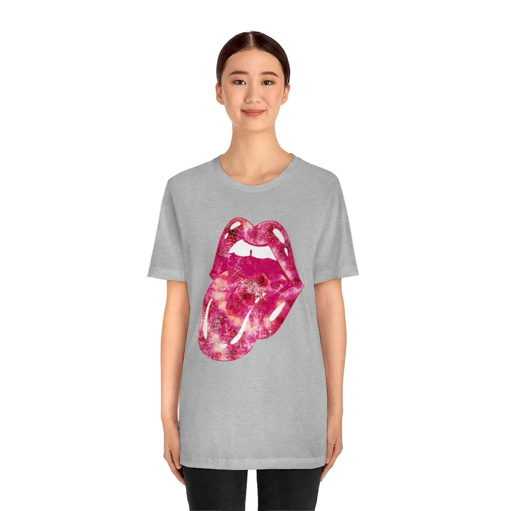 Tie Dye Lips Tongue Out Pinks Distressed Unisex Tee sold by Always Stylish Mama product image thumbnail 4