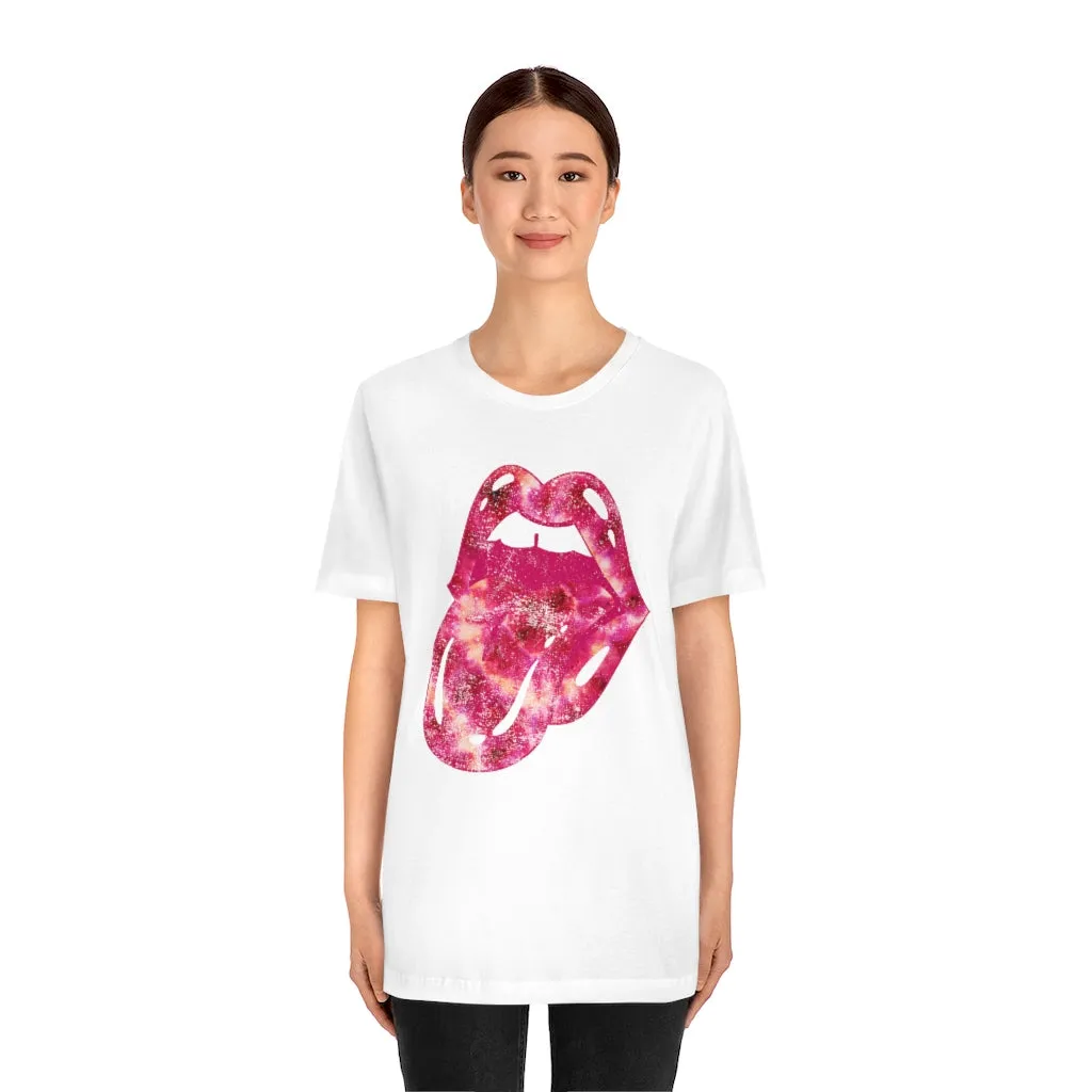 Tie Dye Lips Tongue Out Pinks Distressed Unisex Tee sold by Always Stylish Mama product image thumbnail 2
