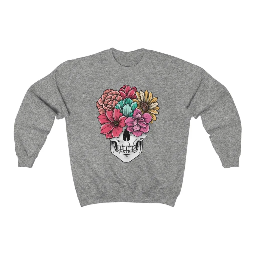 Summer Flower Skull Unisex Sweatshirt sold by Always Stylish Mama product image thumbnail 5