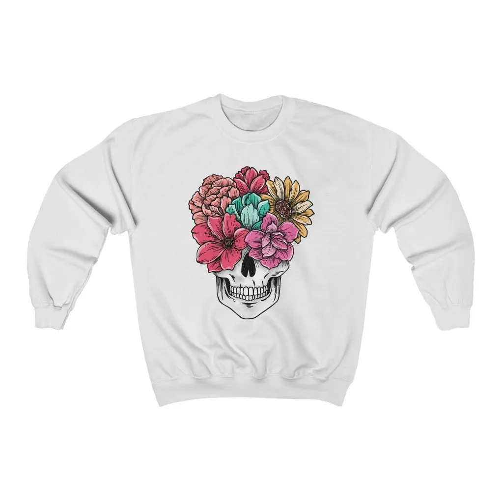 Summer Flower Skull Unisex Sweatshirt sold by Always Stylish Mama product image thumbnail 2