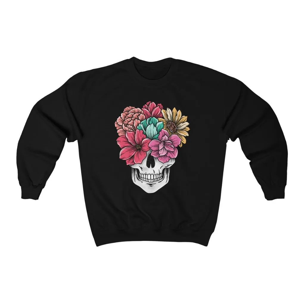 Summer Flower Skull Unisex Sweatshirt sold by Always Stylish Mama product image thumbnail 3
