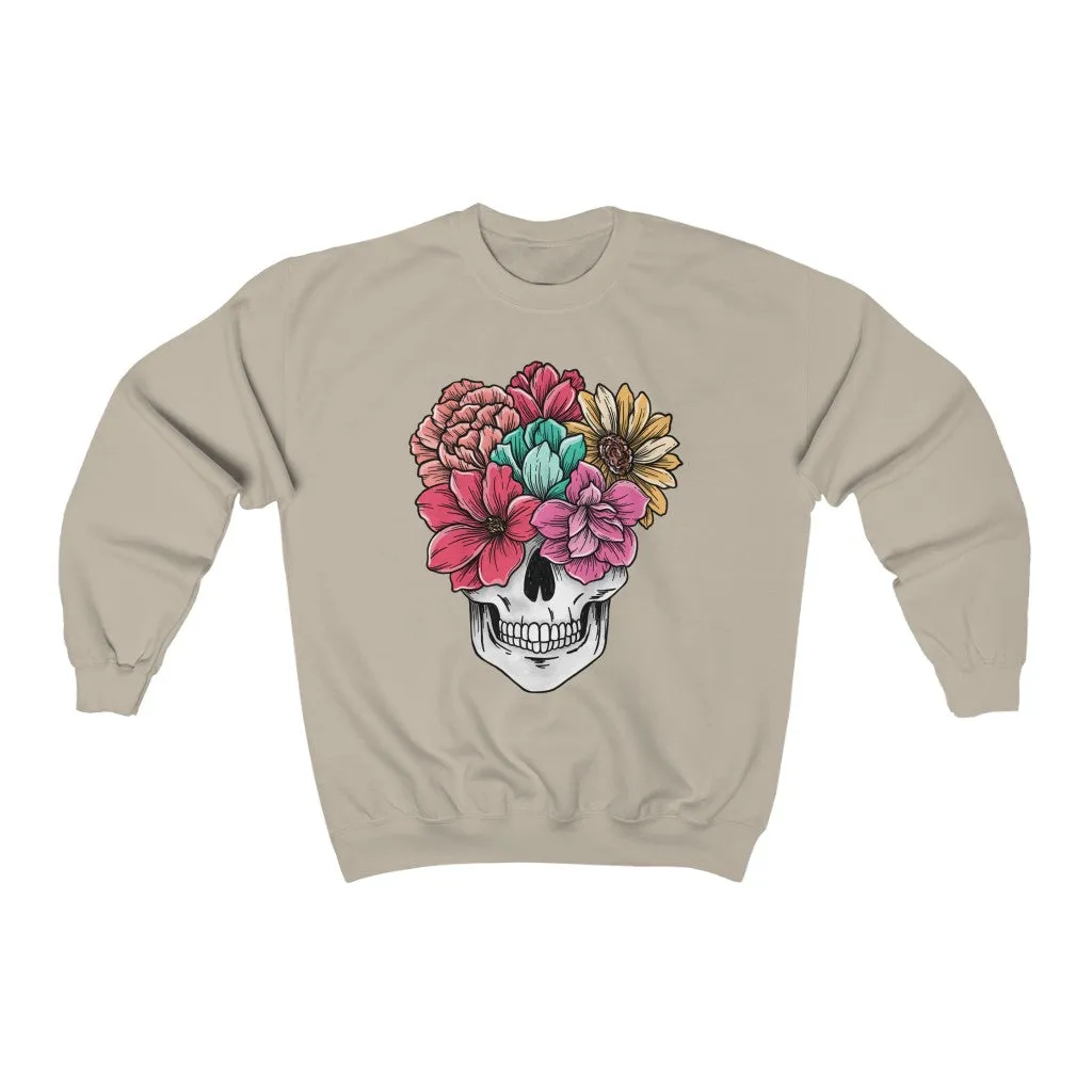 Summer Flower Skull Unisex Sweatshirt sold by Always Stylish Mama product image thumbnail 4