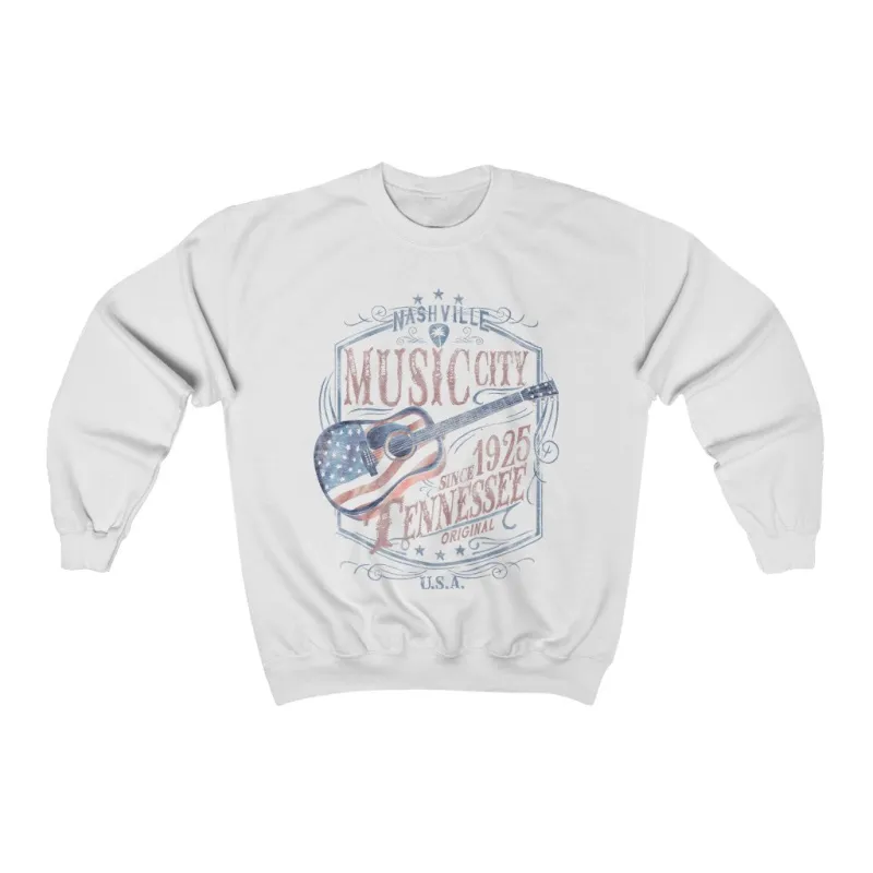 Nashville American Flag Guitar Unisex Sweatshirt sold by Always Stylish Mama