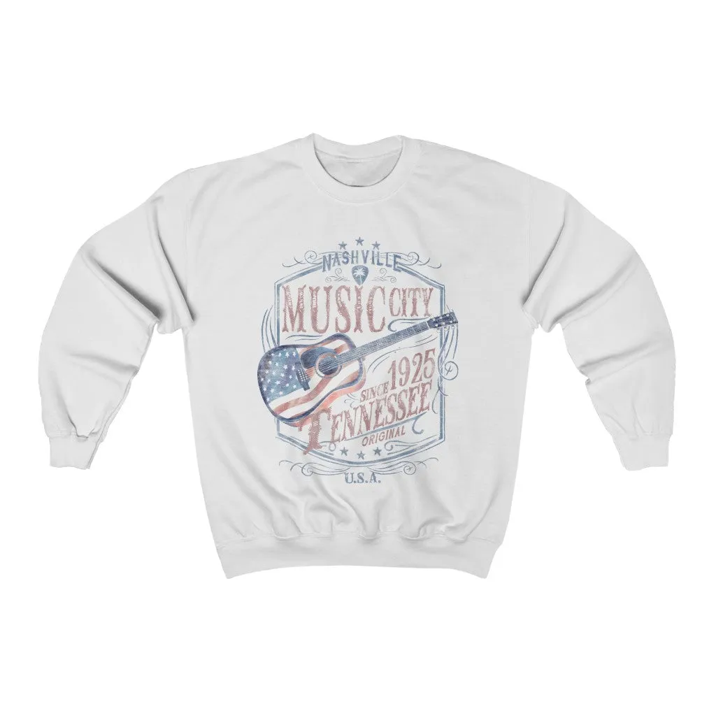 Nashville American Flag Guitar Unisex Sweatshirt sold by Always Stylish Mama