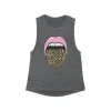 Pink Lips Leopard Tongue Out Women's Flowy Scoop Muscle Tank sold by Always Stylish Mama
