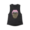 Pink Lips Leopard Tongue Out Women's Flowy Scoop Muscle Tank sold by Always Stylish Mama