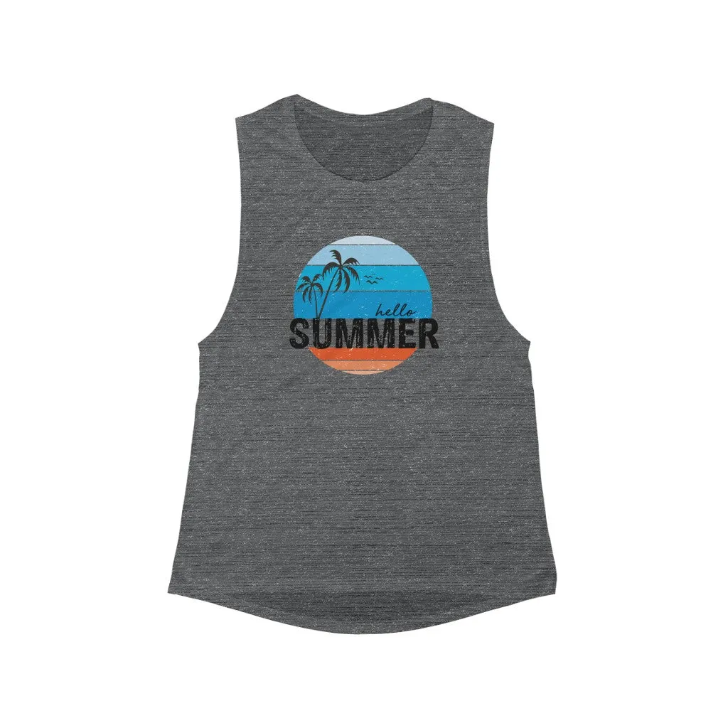 Summer Vibes Beach Women's Flowy Scoop Muscle Tank sold by Always Stylish Mama