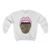 Pink Lips Leopard Tongue Out Forward Facing Unisex Sweatshirt sold by Always Stylish Mama