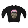 Pink Lips Leopard Tongue Out Forward Facing Unisex Sweatshirt sold by Always Stylish Mama