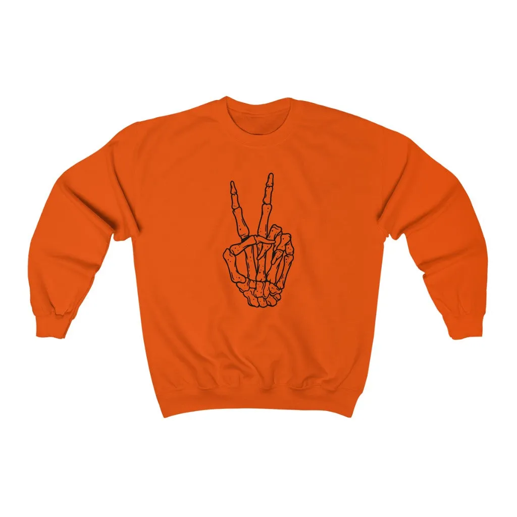 Peace Sign Skeleton Hand Unisex Sweatshirt sold by Always Stylish Mama product image thumbnail 4