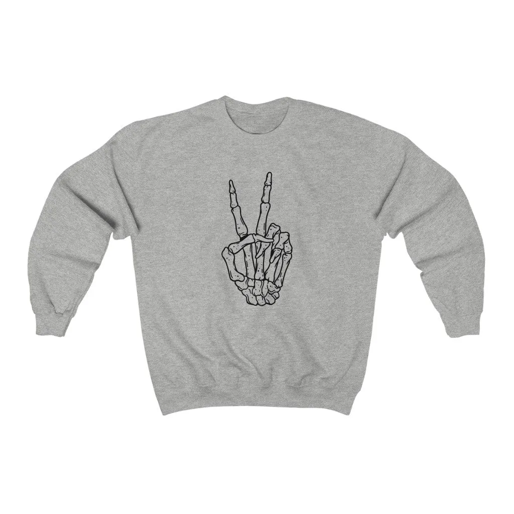 Peace Sign Skeleton Hand Unisex Sweatshirt sold by Always Stylish Mama product image thumbnail 5