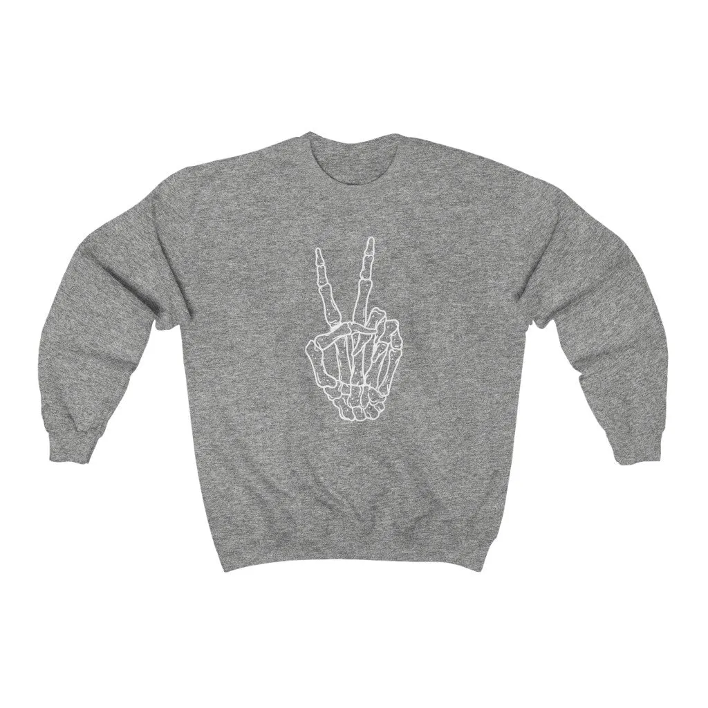 Peace Sign Skeleton Hand Unisex Sweatshirt sold by Always Stylish Mama product image thumbnail 3