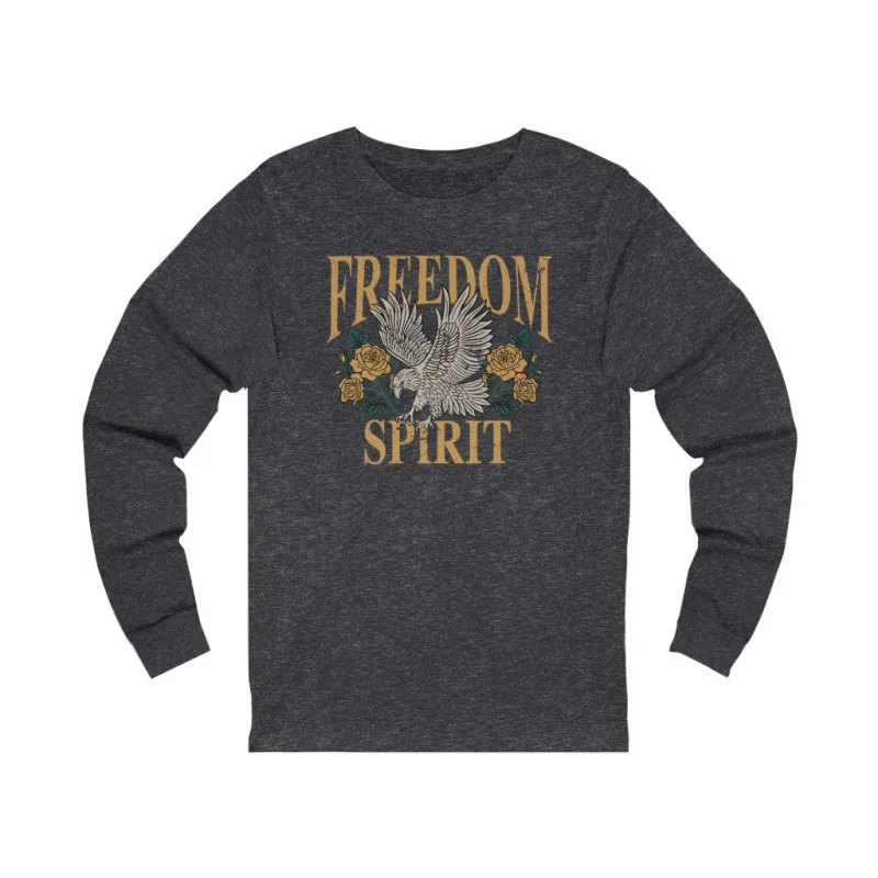Freedom Spirit Eagle Grunge Unisex Long Sleeve Tee sold by Always Stylish Mama