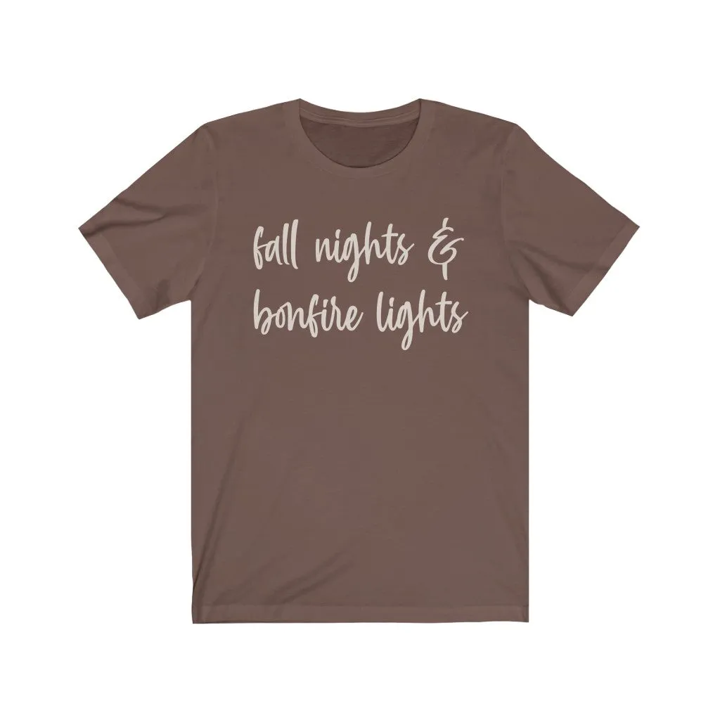 Fall Nights & Bonfire Lights Unisex Tee sold by Always Stylish Mama product image thumbnail 3