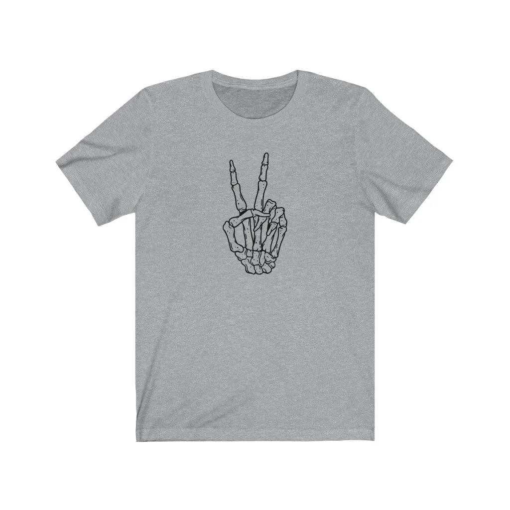 Peace Sign Skeleton Hand Unisex Tee sold by Always Stylish Mama product image thumbnail 3