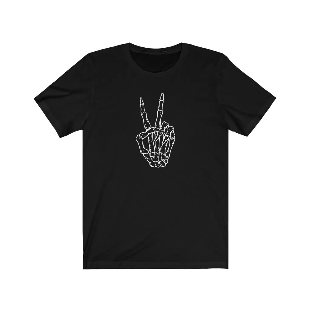 Peace Sign Skeleton Hand Unisex Tee sold by Always Stylish Mama