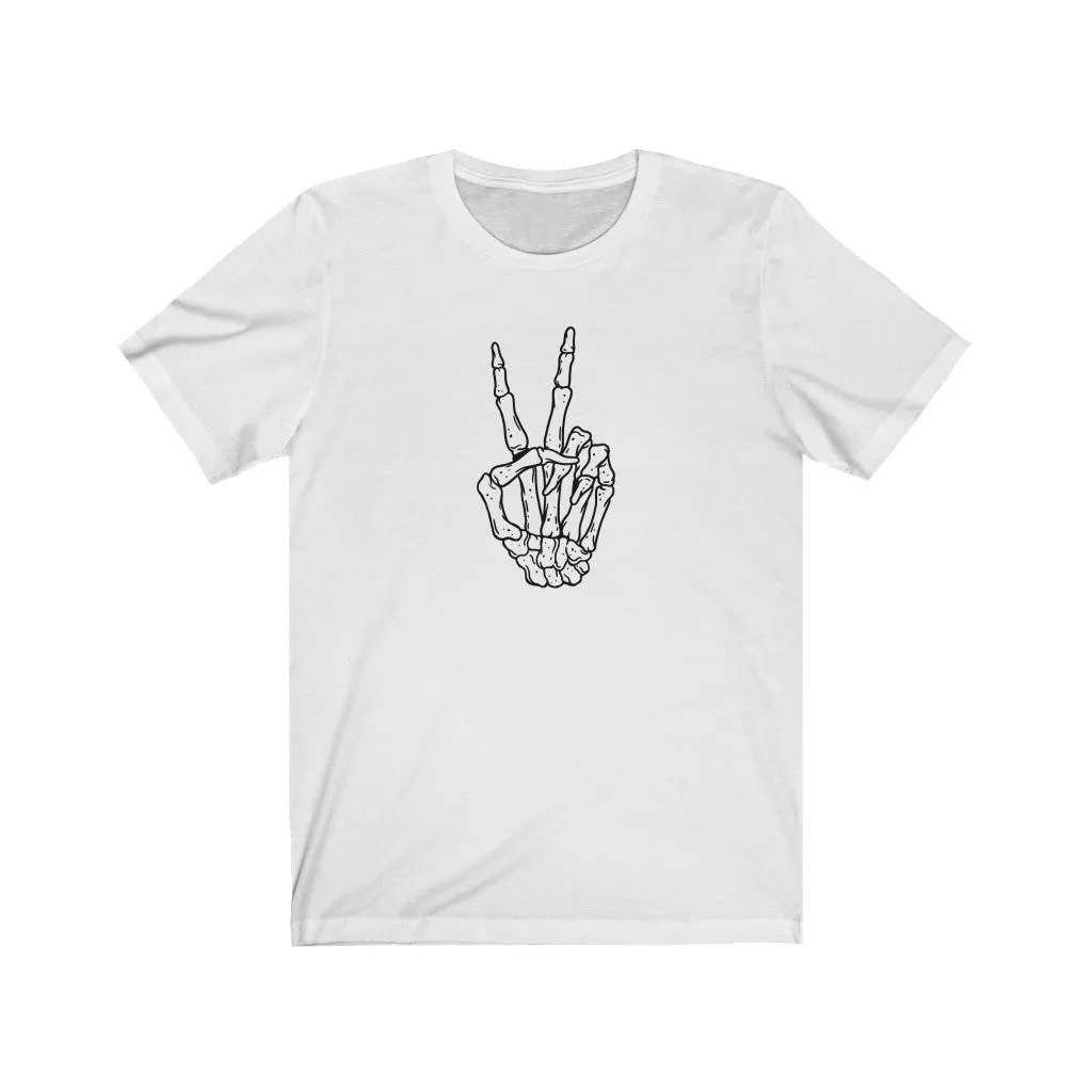 Peace Sign Skeleton Hand Unisex Tee sold by Always Stylish Mama product image thumbnail 2