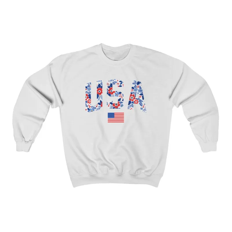 Floral USA American Flag Unisex Sweatshirt sold by Always Stylish Mama