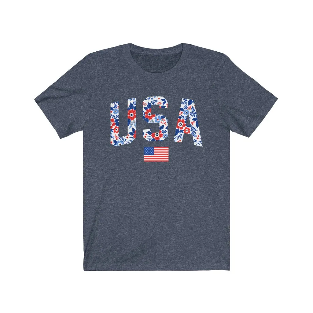 Floral USA American Flag Unisex Tee sold by Always Stylish Mama