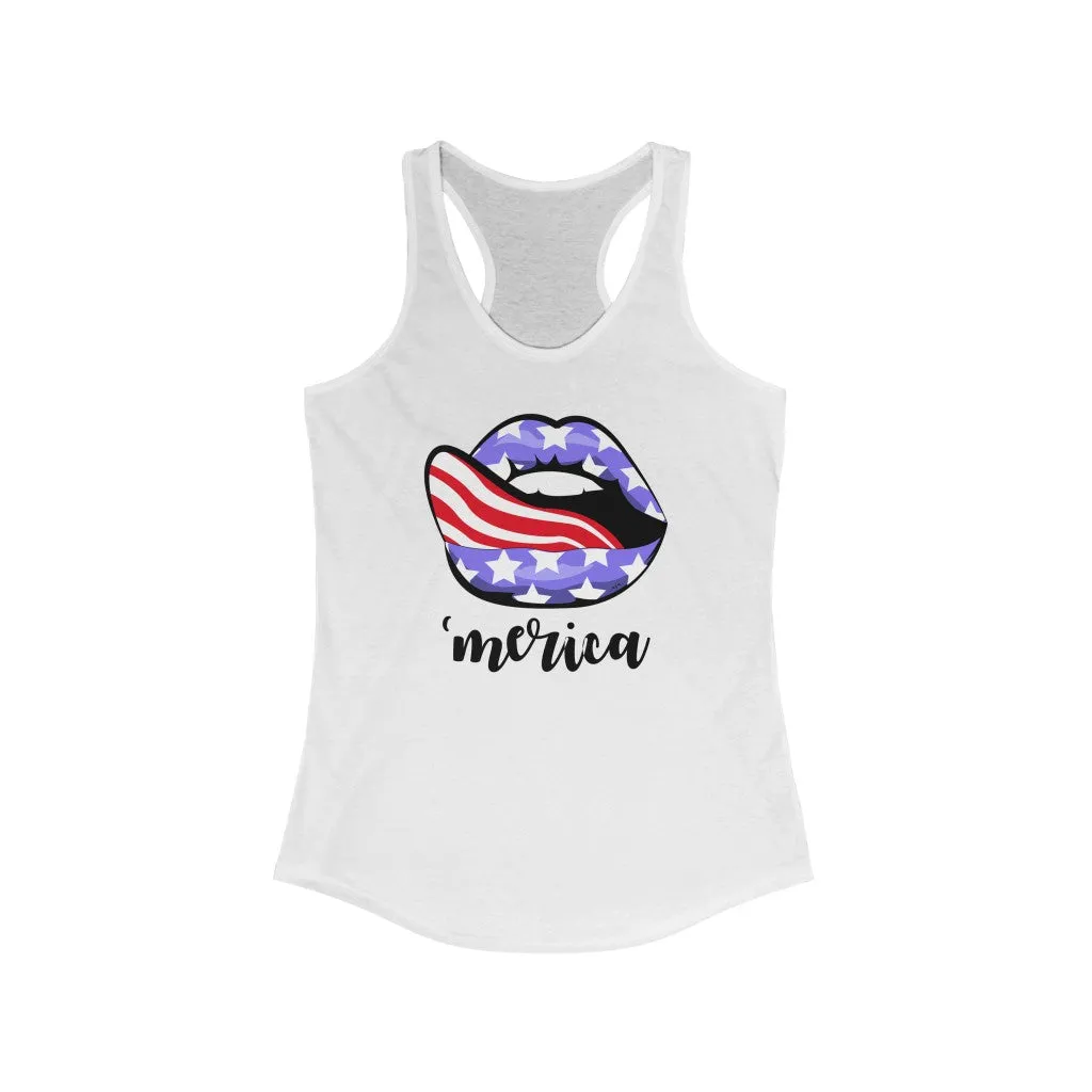 Merica Flag Stars Stripes Racerback Tank sold by Always Stylish Mama