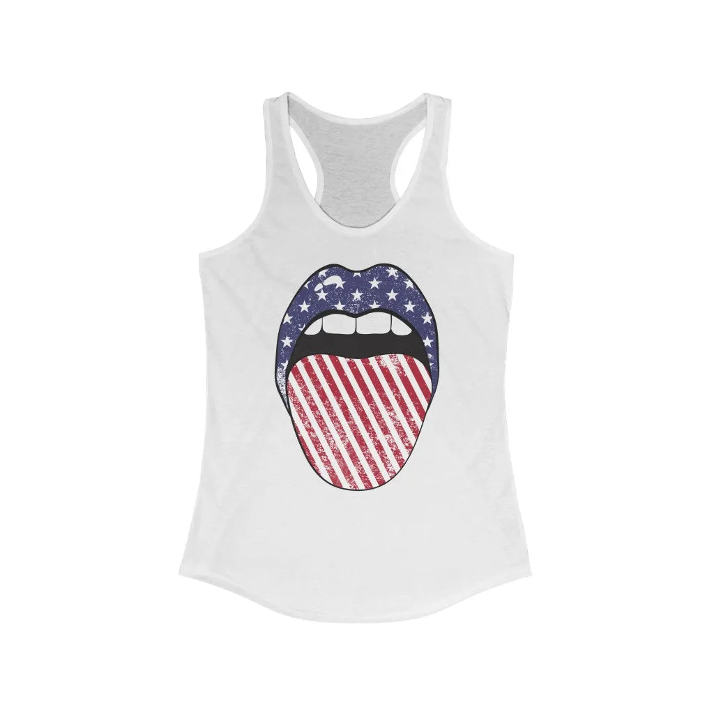 Stars + Stripes Tongue Out Racerback Tank sold by Always Stylish Mama