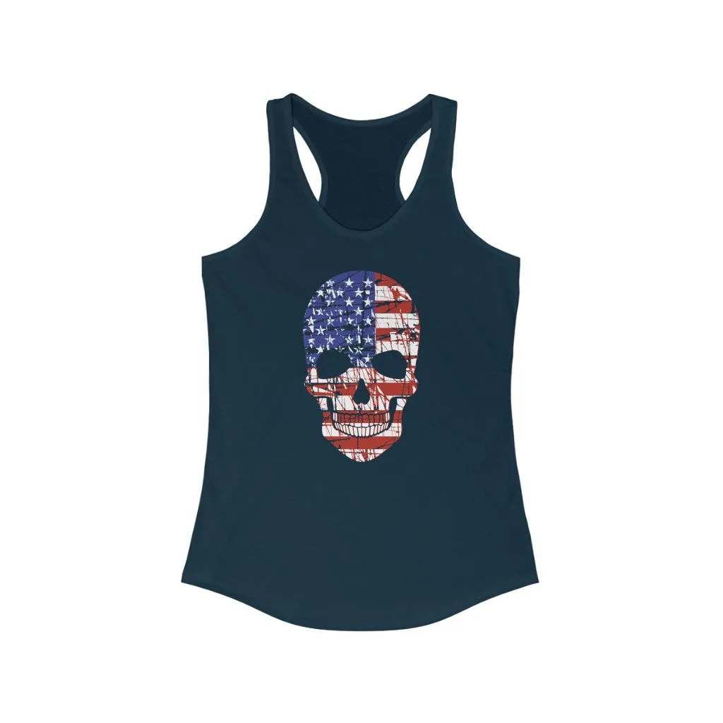 American Flag Skull Racerback Tank sold by Always Stylish Mama product image thumbnail 3