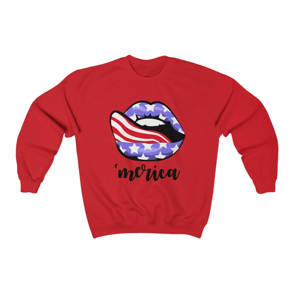 Merica Flag Stars Stripes Unisex Sweatshirt sold by Always Stylish Mama product image thumbnail 3